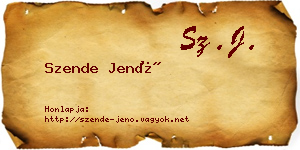 Szende Jenő névjegykártya